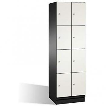 Armario de Compartimentos Bajo Llave Cambio C+P con 4 Secciones, Puertas HPL, Color Gris Negro y Blanco, Ancho 600 mm