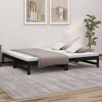 Sofá cama extraíble negro 2x(90x190) cm madera maciza de pino