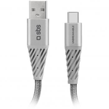 Cable USB-C Ultra Resistente 1,5 m SBS Aramid Fibra Plata