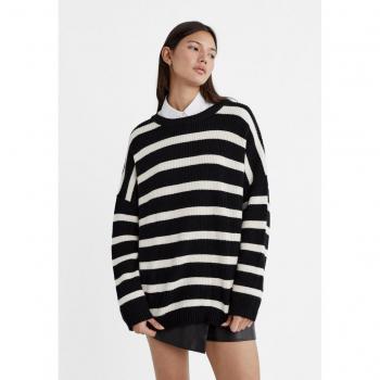 Striped Knit Jumper Black Medium