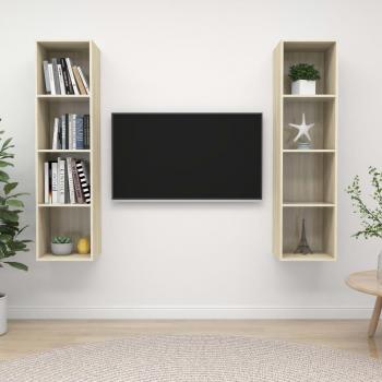 Muebles de salón de pared 2 piezas en madera de ingeniería