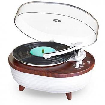 TT238-LSN Tocadiscos Moderno con Bluetooth y Luces LED Incorporadas, Reproductor Discos de Vinilos con Altavoz Estéreo Incorporado y Aguja Magnetica, 2 velocidades Accionado por Correa