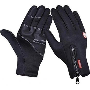 IKuaFly Invierno Guante Calentar Cremallera Windstopped Lana Crossfit de Moto Ciclism Beisbol Esqui Running Pesca - 3 Size