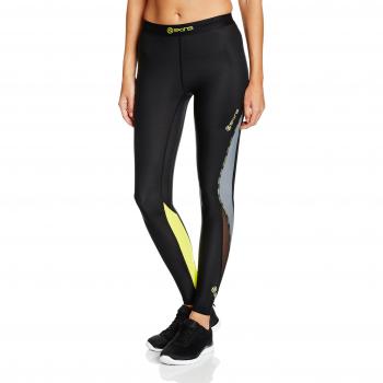 Skins - Mallas largas para mujer Dnamic, mujer, SKINS Dnamic Long Tights, Black/Limoncello