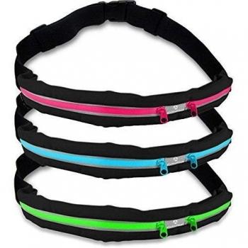 Cinturón de running »Run4Fun« elegante riñonera / Riñonera / Cinturón para running, senderismo, escalada, equitación - 3 colores / Móviles de hasta aprox. 5,5 pulgadas / ¡elástico, impermeable y ajustado! Verde