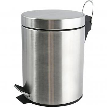 MSV 5 L Cubo DE Basura con Pedal INOX 5L, Acero Inoxidable, Gris Satinado, 27.7x20.5x20.5 cm
