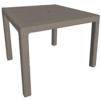 Garden of Life Mesa Elegante Ratán 80x80 x 72 cm. de tecnopolímero + Fibra de Vidrio Color Taupe