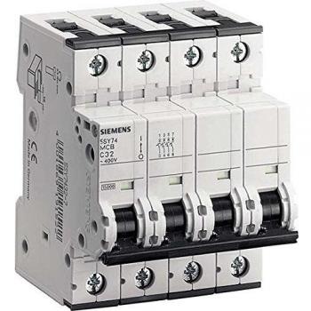 Interruptor de circuito magnetotérmico Siemens 4P 63A 15kA Tipo C 4 módulos