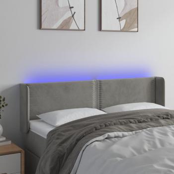 Cabecero LED de terciopelo gris claro 147x16x78/88 cm