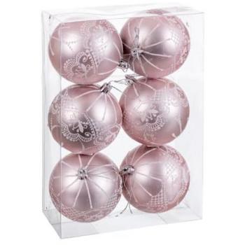 Bolas de Navidad Rosa Plástico 8 cm (6 Unidades)