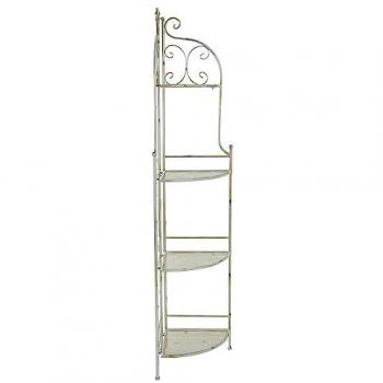 Estantería Rinconera de Forja con 4 Estantes Amplios Plateada 49x35x125 para Muebles de Recibidor