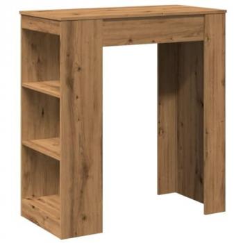 Mesa alta de bar con estantes de madera roble artisian 95x47x103,5 cm color marrón