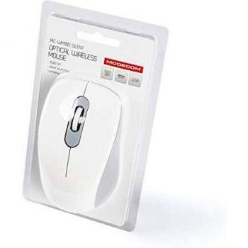 Ratón Óptico Inalámbrico Modecom WM10S Silencioso Blanco 1600 DPI