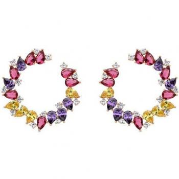 Pendientes Luxenter Monlali con Circonita Multicolor acabados en oro amarillo de 18K
