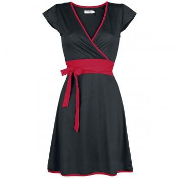 Innocent Vestido Hana Mujer Vestido Corto Negro/Rojo XL, 95% Polyester,5% Elastán, Regular