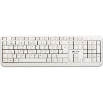 Teclado Multimedia NGS Spike USB Plug & Play QWERTY Portugués Blanco Ergonómico 1.4m