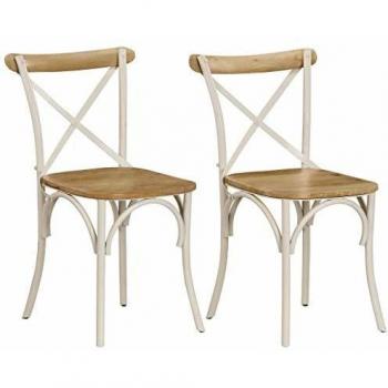 Sillas con respaldo cruzado 2 uds madera maciza de mango blanco