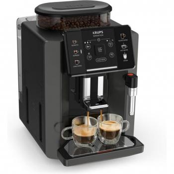 Máquina de café automática Krups Sensation EA910810 - 5 bebidas, función café a 2 tazas, color negro, con espumador de leche