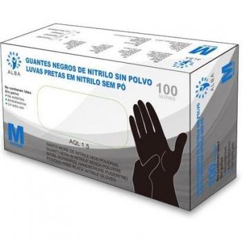 Guantes Nitrilo Sin Polvo Alba Talla M 100 uds Negros