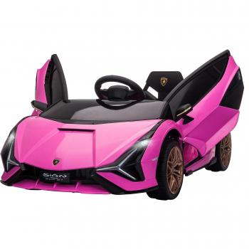 HOMCOM Coche Eléctrico para Niños Lamborghini SIAN 12V con Mando a Distancia, Apertura de Puerta, Música MP3, USB, Faros LED, Velocidad 3-
