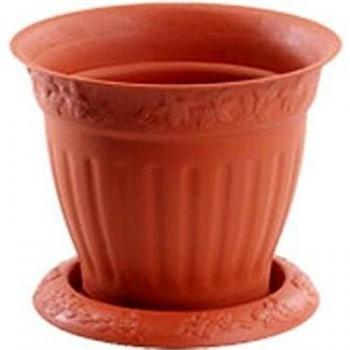 Hega - Maceta marfil redonda con plato diametro 24