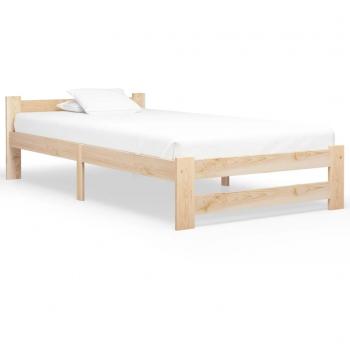Cama de madera maciza de pino 90x200 cm Marrón
