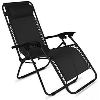 Sillón de Jardín Plegable Relax Monaco Negro (160 x 65 x 110 cm)