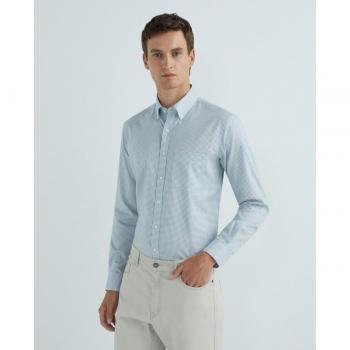 Rushmore - Camisa de hombre sport regular fit, 100% algodón NON IRON teletón cuadro, cuello botón punta, puño arista, con bolsillo