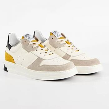 Schmoove Order Suede/Nappa Men's Sneakers in White/Gray/Yellow/Black