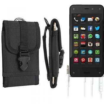 bolsa del cinturón / funda para Amazon Fire Phone, negro + Auriculares | caja del teléfono cubierta protectora bolso - K-S-Trade