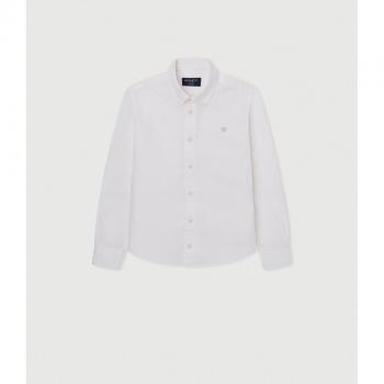 Camisa Oxford blanco con logo bordado de Hackett London