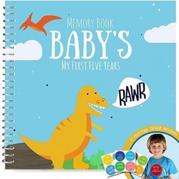 Memoria Libro + pegatinas - incondicional Rosie - Baby Boy 's primera cinco años libro de registro con 12 hito pegatinas.
