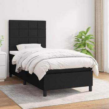 Cama box spring con colchón de muelles negro 100x200 cm en tela Vidaxl