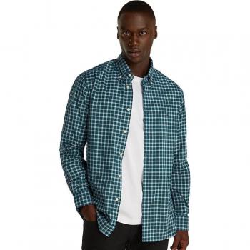 Camisa de hombre Tommy Hilfiger en popelín con print tartán, color verde
