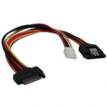Cable Adaptador de Alimentación SATA InLine® 15pin Macho a 15pin Hembra + Conector 4pin 3,5