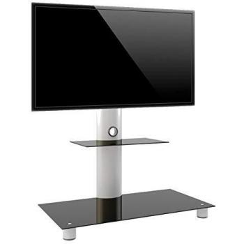 VCM Standol - Soporte vertical de TV, con estante, color plata, cristal de color negro