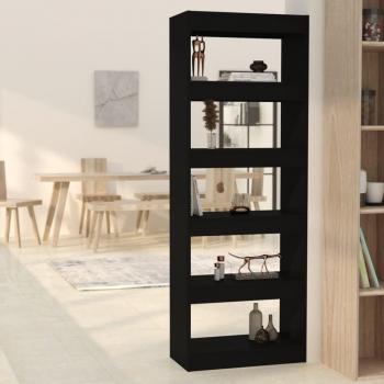 Estantería/divisor de espacio de madera de ingeniería 60x30x166 cm en blanco, negro y roble sonoma, mueble de almacenaje para oficina, estudio, sala de estar y dormitorio