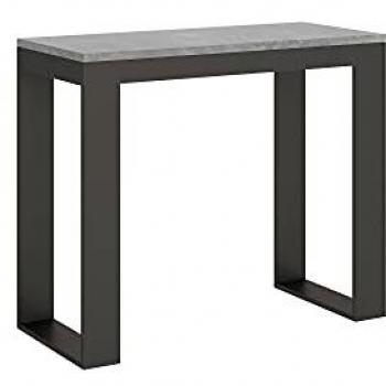 Consola extensible 90x40/196 cm efecto madera gris cemento y hierro Itamoby