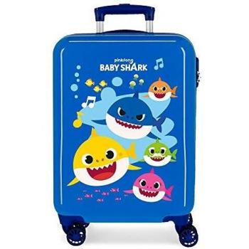 Baby Shark Ocean Sharks Maleta de Cabina Azul 38x55x20 cms Rígida ABS Cierre combinación 34L 2,6Kgs 4 Ruedas Dobles Equipaje de Mano