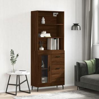 Aparador alto de madera multicapa marrón roble 69,5x34x180 cm