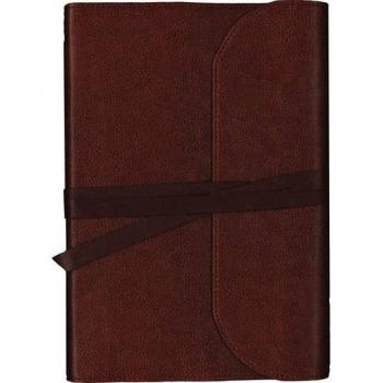 NKJV, Journal the Word Bible, Large Print, Premium Leather, Brown, Red Letter Edition: Reflect on Your Favorite Verses