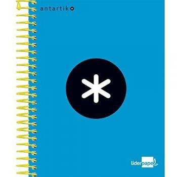 Liderpapel 64634 Cuaderno Espiral A6 Micro Antartik Tapa Forrada 100H 100 Gr Cuadro 5 Mm 4 Bandas Color Azul