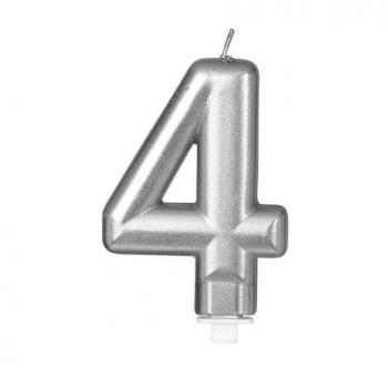 Vela Metalizada Plata Nº 4, de 8 cm