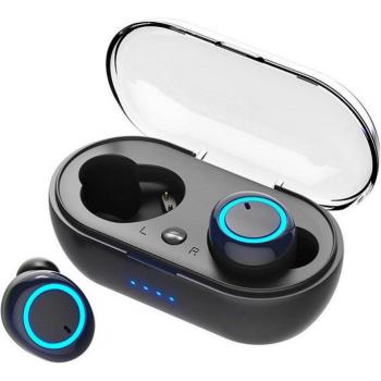 Auriculares Bluetooth V5.0 TWS con Control Táctil Estéreo, Inalámbricos Deportivos con Reducción de Ruido y Batería Externa para Huawei y Xiaomi
