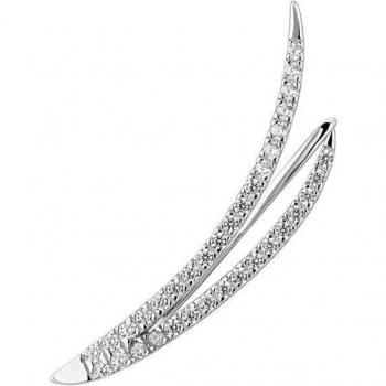 Pendiente trepador Ziva de Ear Candy: Elegante diseño en plata bañada en rodio