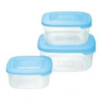 Set de 3 recipientes cuadrados para alimentos Family Food Verde (950 ml, 1.5 lt, 2.5 lt)