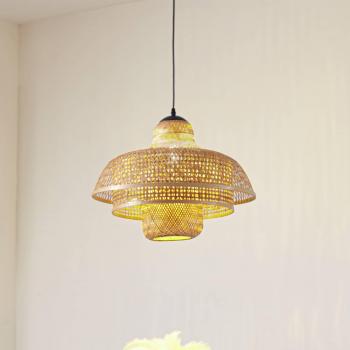 Lámpara colgante Lucande Rasmina de bambú, Ø 50 cm, 1 luz
