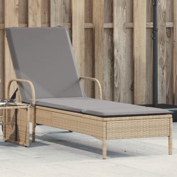 Tumbona con ruedas y cojín de ratán sintético en colores Negro, Marrón, Gris y Beige - Sillas de Exterior ideales para jardín, playa, piscina y terraza
