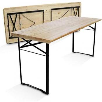 Mesa de madera plegable de 180 cm con patas ajustables