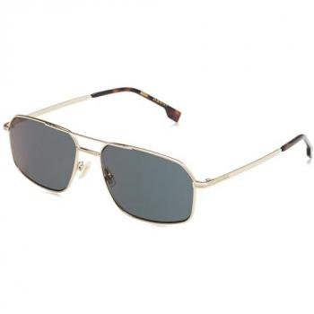 Hugo Boss Gold Square Sunglasses with Mirrored Grey Lenses - Unisex, 58mm
